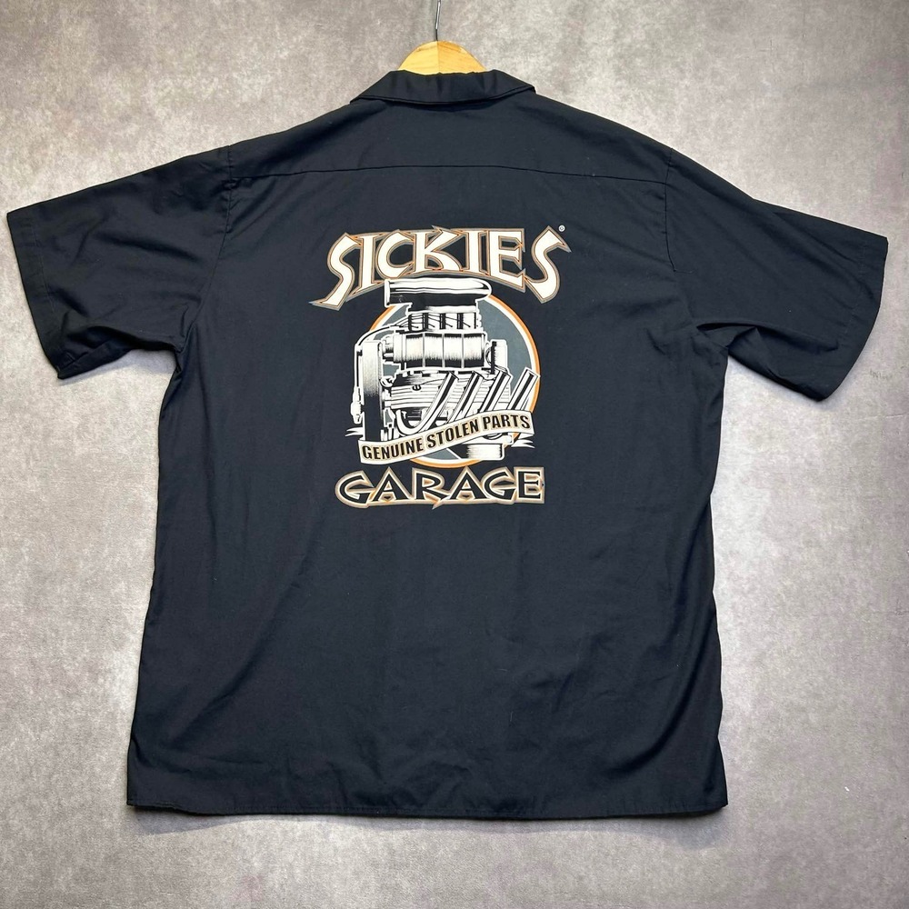 Dickies Sickies Garage Graphic Work Shirt Mens 2XL Black Genuine Stolen Parts
